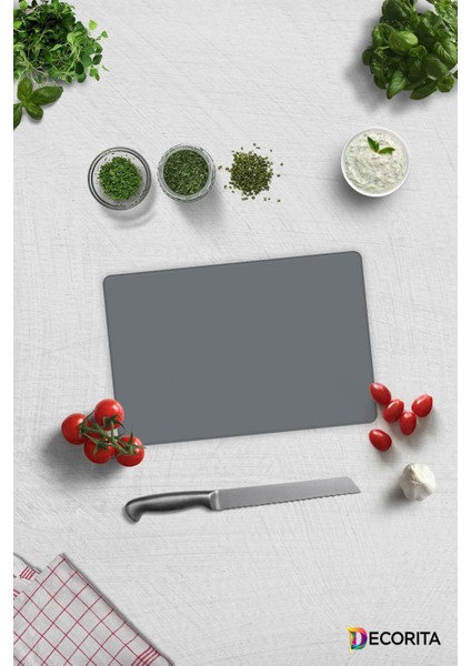 Düz Renk - Gri | Cam Kesme Tahtası - Cam Kesme Tablası | 20CM x 30CM