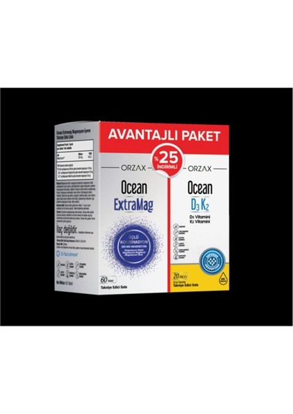 Extramag 60 Tablet + Ocean D3 K2 20 ml %25 Kofre 8697595874011