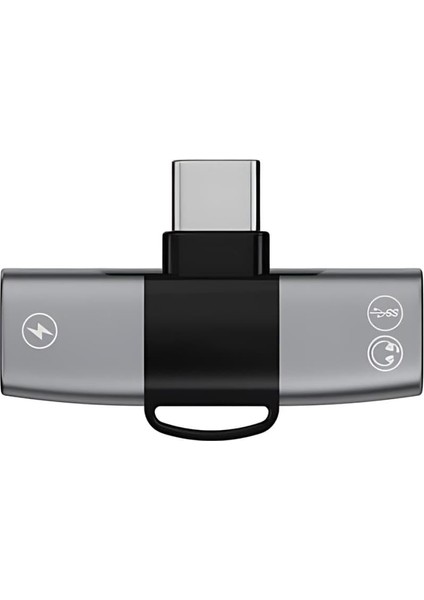Mobile Type C To 2x Type C Girişli Şarj ve Kulaklık Çoğaltıcı Adaptörü, 30W Şarj Destekli Çoğaltıcı