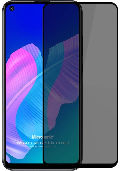 Huawei P40 Lite E Privacy 5d Gizlilik Filtreli Cam Ekran Koruyucu Siyah