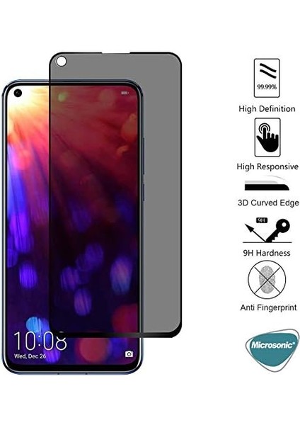 Huawei P40 Lite E Privacy 5d Gizlilik Filtreli Cam Ekran Koruyucu Siyah
