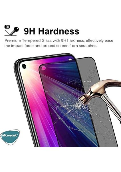 Huawei P40 Lite E Privacy 5d Gizlilik Filtreli Cam Ekran Koruyucu Siyah
