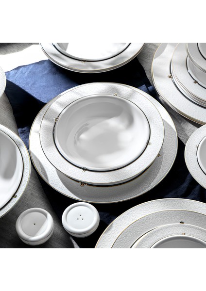 Margaret Black Dream 57 Parça Porselen Yemek Takımı