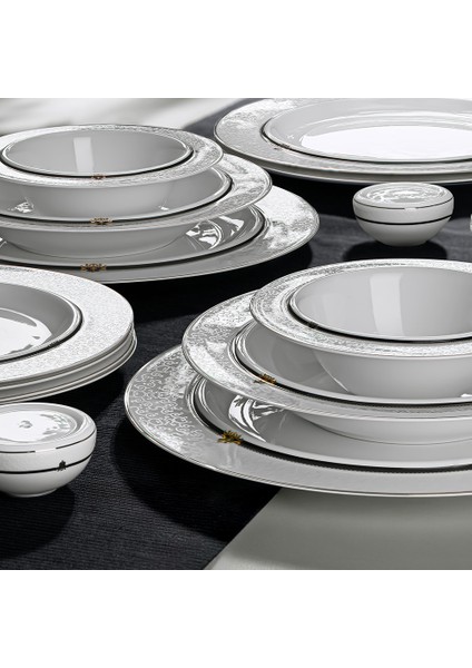 Margaret Black Dream 57 Parça Porselen Yemek Takımı