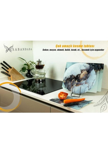 30X40 cm Cam Kesme Tahtası Siyah Yaldızlı Mermer fiyatları