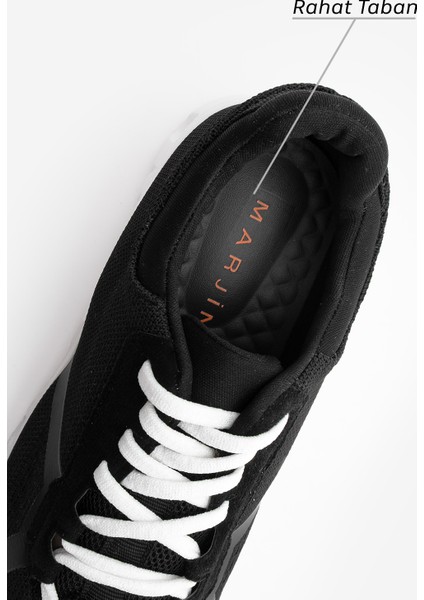 Kadın Sneaker Örgü Triko Koşu Ve Yürüyüş Spor Ayakkabı Fenlas Siyah