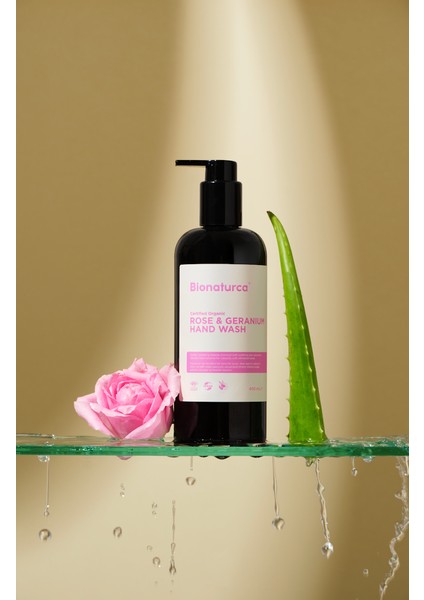 Organik Sertifikalı Gül & Itır Özlü Sıvı Sabun 400 Ml. - Certified Organic Rose & Geranium Hand Wash