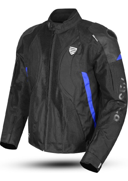 Motosiklet Montu Full Korumalı Titanyum 4 Mevsim Maxdura Hörgüçlü Model Mont Mavi