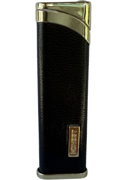 Tek Torch Pürmüz Deri Işlemeli Kahverengi Puro Çakmağı