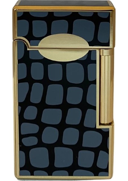 Gold Siyah Gri Taş Desen Tek Torch Pürmüz Puro Çakmağı