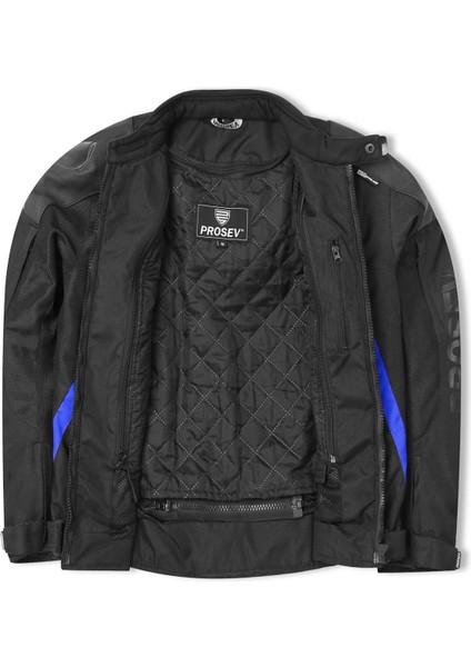 Motosiklet Montu Full Korumalı Titanyum 4 Mevsim Maxdura Hörgüçlü Model Mont Mavi