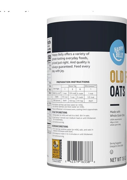 , Old Fashioned Oats, 18 Ounce Yulaf modelleri