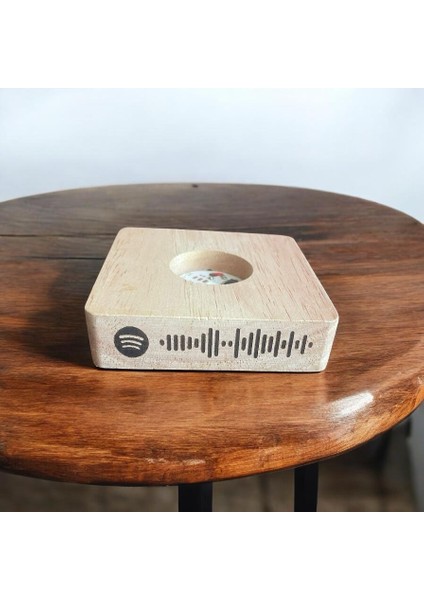 Kişiye Özel Spotify Barkodlu Büyük Boy Işıklı Ahşap Kaideli Satürn Cam Küre 8cm modelleri