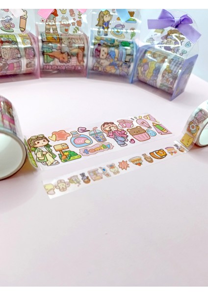 Fiyonk Çantalı Süslü Kız Şeffaf Desenli Bant - Pudra modelleri