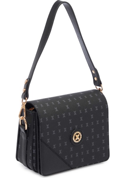 Siyah Print Kadın Omuz Çantası - S25Y1PR09168-T0E