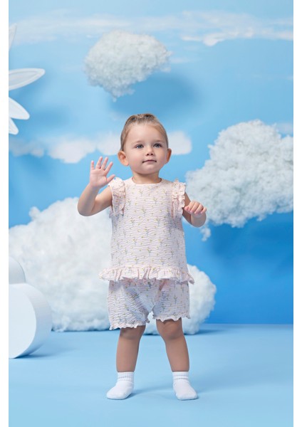 Çiçek Desenli Kız Çocuk Bebek 2'li Set