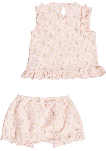 Çiçek Desenli Kız Çocuk Bebek 2'li Set