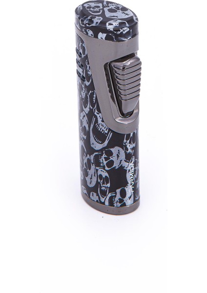 Skull Design Çift Torch Pürmüz Siyah Metal Puro Çakmağı fiyatları