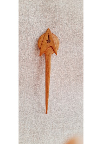 El Yapımı Doğal Ahşap Star Trek Yıldız Gemisi Temalı Topuz Tokası, Saç Tokası fırsatları