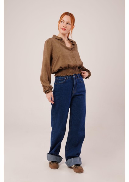Munn Collection Bel ve Bilek Lastikli Kahverengi Bluz modelleri