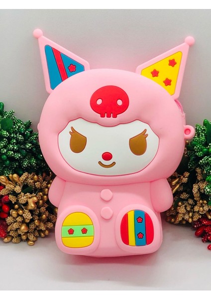 Kuromi Figürlü Arkası Popitli Yumuşak Cüzdan Çanta Askılı