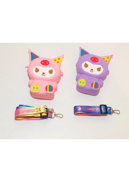 Kuromi Figürlü Arkası Popitli Yumuşak Cüzdan Çanta Askılı modelleri