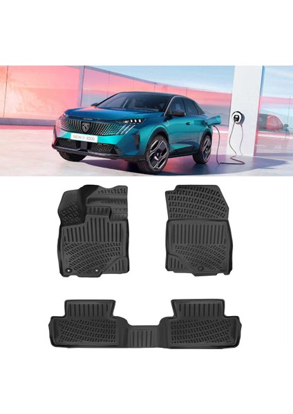 Peugeot 3008 Ev Elektrikli 2024 ve Sonrası 3D Havuzlu Paspas Siyah