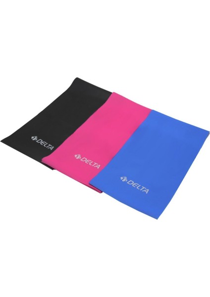 3 'lü Pilates Bandı 120 cm x 15 cm Egzersiz Direnç Lastiği (Uç Kısmı Açık)