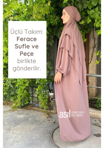 Asil Ferace Sufle Peçe Takım Gül Kurusu