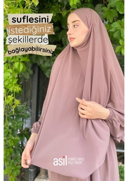 Asil Ferace Sufle Peçe Takım Gül Kurusu