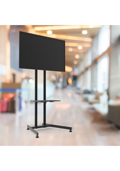 TV/Fuar Standı Bilgisayar Askı Aparatlı Sabit Ayaklı Metal TV Ünitesi 40” inç -75” inç
