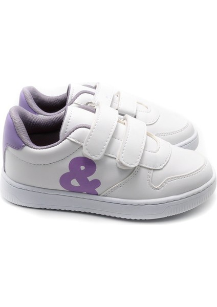 Burber Süet Görünümlü Mesh Astarlı Çocuk Sneaker - Lila - 5004