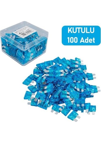 15 Amper Aşırı Yük ve Kısa Devre Koruma Bıçaklı Oto Sigortası (100LÜ Paket)