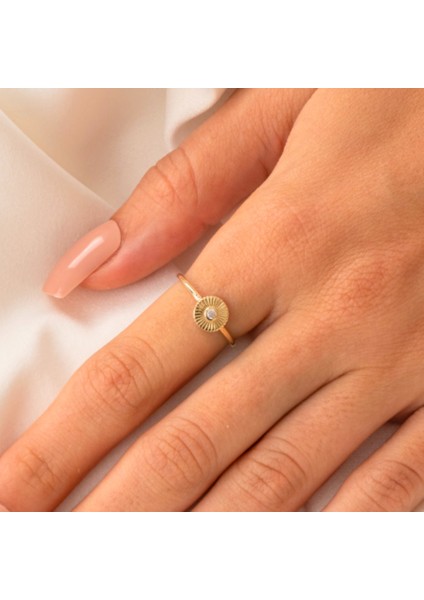Gümüş Yüzük - 0.10 Karat Signity Swarovski Taşlı Pırlanta Montörü 925 Ayar Gümüş Yüzük-Güneş Yüzük modelleri