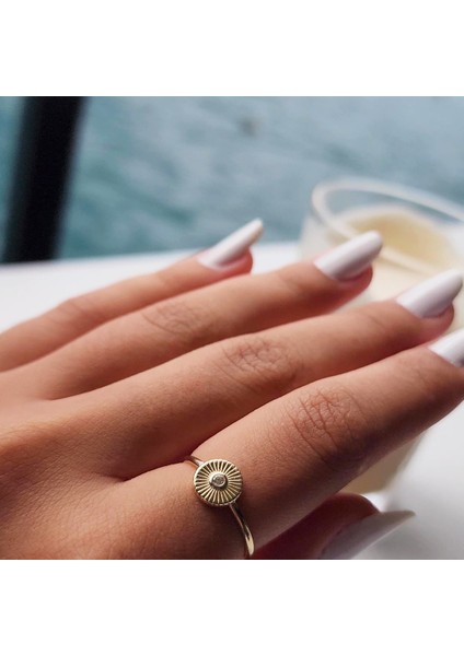 Gümüş Yüzük - 0.10 Karat Signity Swarovski Taşlı Pırlanta Montörü 925 Ayar Gümüş Yüzük-Güneş Yüzük indirimleri