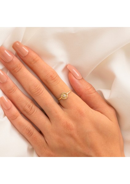 Gümüş Yüzük - 0.10 Karat Signity Swarovski Taşlı Pırlanta Montörü 925 Ayar Gümüş Yüzük-Güneş Yüzük