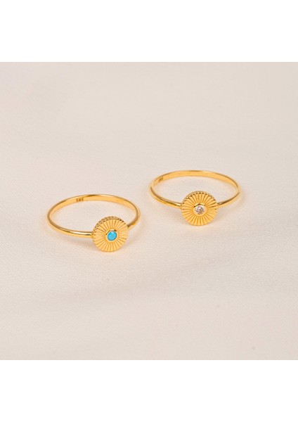 Gümüş Yüzük - 0.10 Karat Signity Swarovski Taşlı Pırlanta Montörü 925 Ayar Gümüş Yüzük-Güneş Yüzük