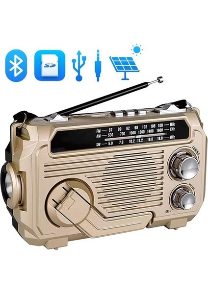 Puxing PX-777 Portatif Analog Radyo Fm-Usb-Sd-Aux-Bluetooth Lityum Pilli Solar Güneş Panelli