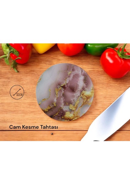 Cam Kesme Tahtası* Mutfak Tahtası 32CM Mermer Pembe Altın Görünümlü fiyatları
