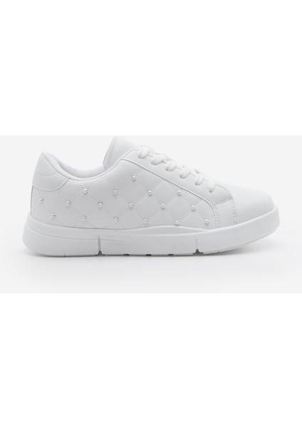 Kadın Sneaker Incili Kapitone Dikişli Spor Ayakkabı Sofez