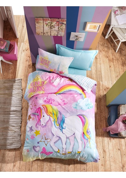 Genç Ranforce Nevresim Takımı Tek Kişilik Dream Mint