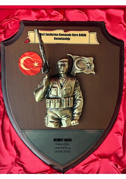 Kişiye Özel Jandarma Komando Hizmet Anısı Plaketi | Şık Kutulu Askerlik Hatırası Hediyelik