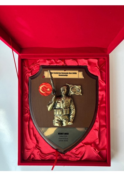 Kişiye Özel Jandarma Komando Hizmet Anısı Plaketi | Şık Kutulu Askerlik Hatırası Hediyelik