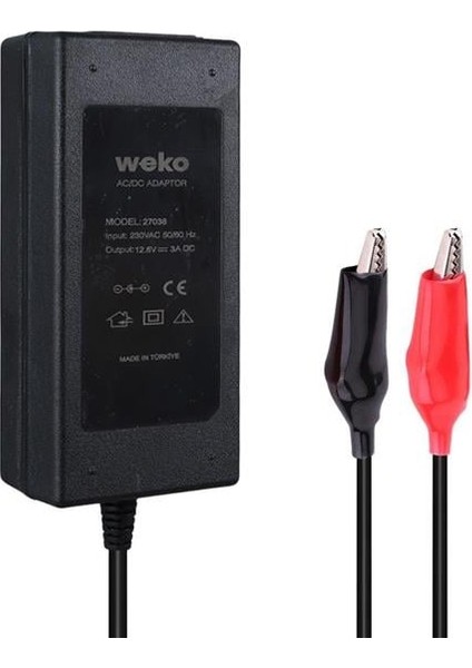 Weko 12.6 Volt - 3 Amper Krokodil Uçlu Ledli Yerli Üretim Masaüstü Şarj Adaptörü fiyatları