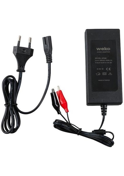 Weko 12.6 Volt - 3 Amper Krokodil Uçlu Ledli Yerli Üretim Masaüstü Şarj Adaptörü modelleri