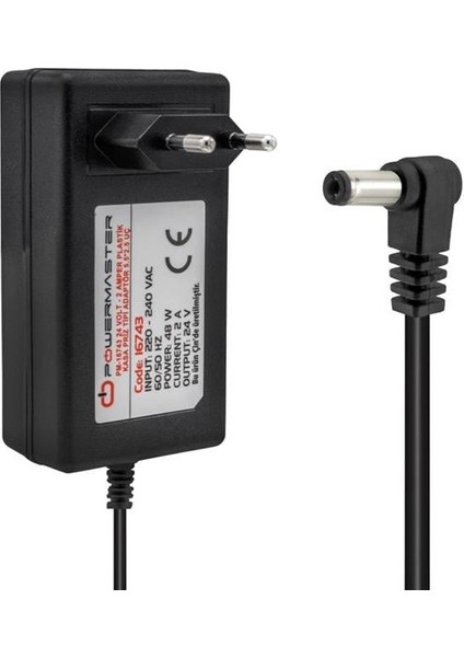 Powermaster PM-16743 24 Volt - 2 Amper Plastik Kasa 5.5*2.5 Uç Priz Tip Adaptör