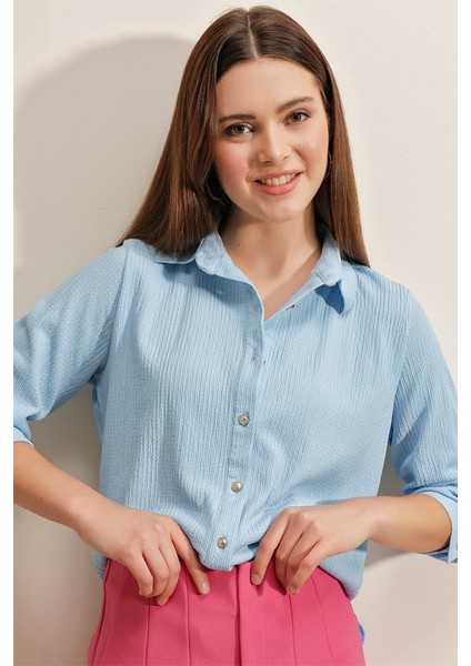 20160 Örme Gömlek - Mavi modelleri