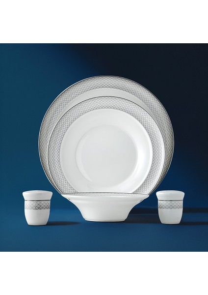 Camelia Platin Yaldızlı 28 Parça Porselen Yemek Takımı