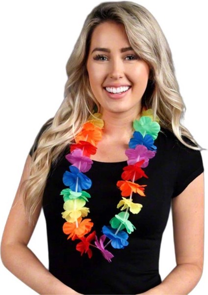 Hawaii Çiçekli Boyun Kolyesi - Renkli Tropikal Parti Leisi