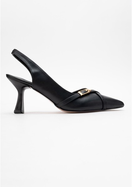 Kadın Sivri Burun Açık Ayakkabı Siyah Cilt fiyatları